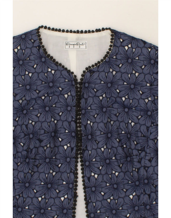 GIORGIO GRATI Womens 3/4 Sleeve Blazer Jacket IT 44 Medium Navy Blue Vintage Giorgio Grati and Second-Hand Giorgio Grati from Messina Hembry 