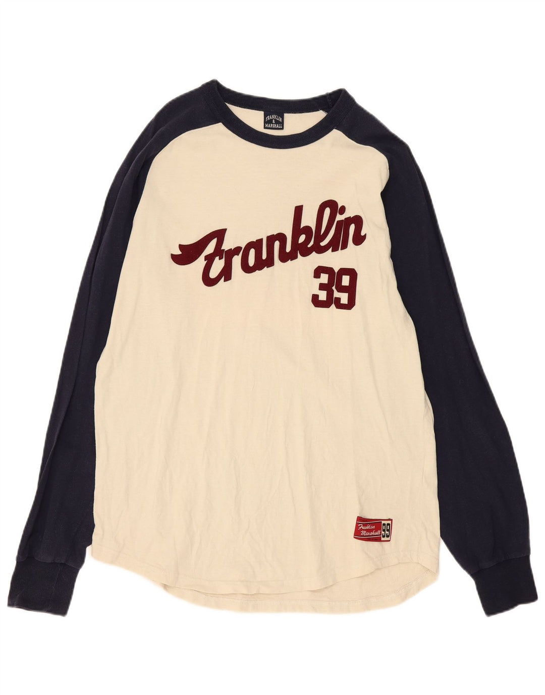 Franklin & Marshall Mens Graphic Top Long Sleeve Medium Off White