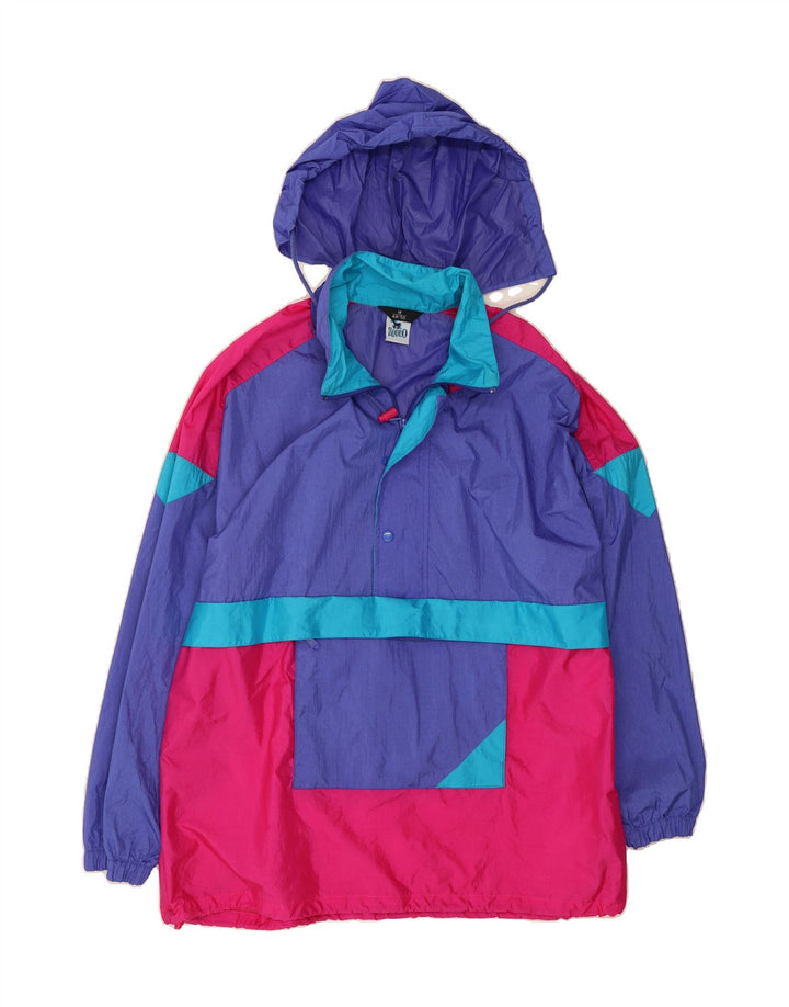 RODEO Womens Pullover Hooded Rain Jacket IT 48/50 Medium Blue Colourblock Vintage Rodeo and Second-Hand Rodeo from Messina Hembry 