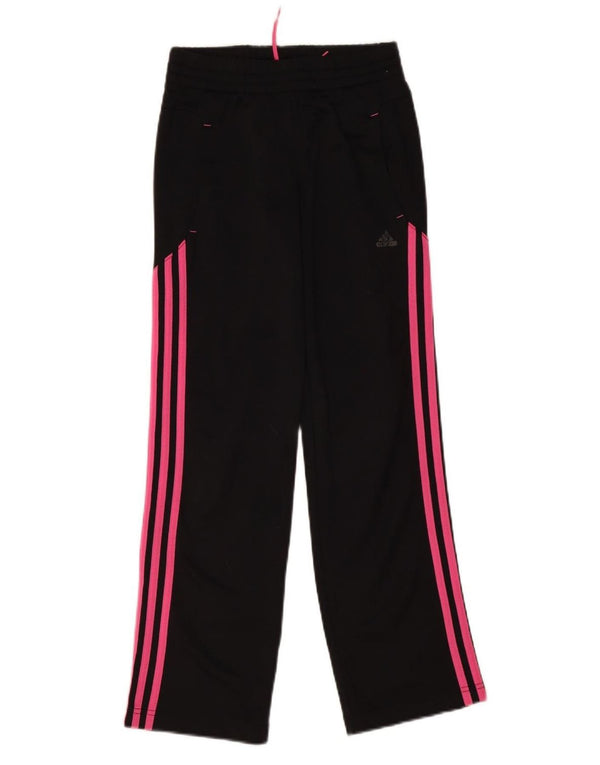 ADIDAS Girls Tracksuit Trousers 11-12 Years Black Polyester