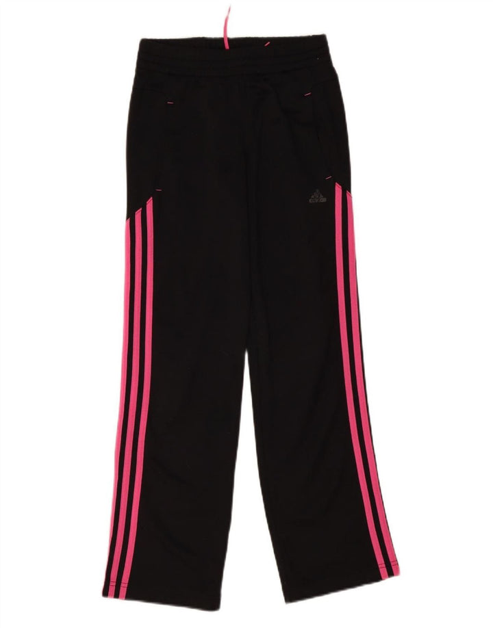 ADIDAS Girls Tracksuit Trousers 11-12 Years Black Polyester