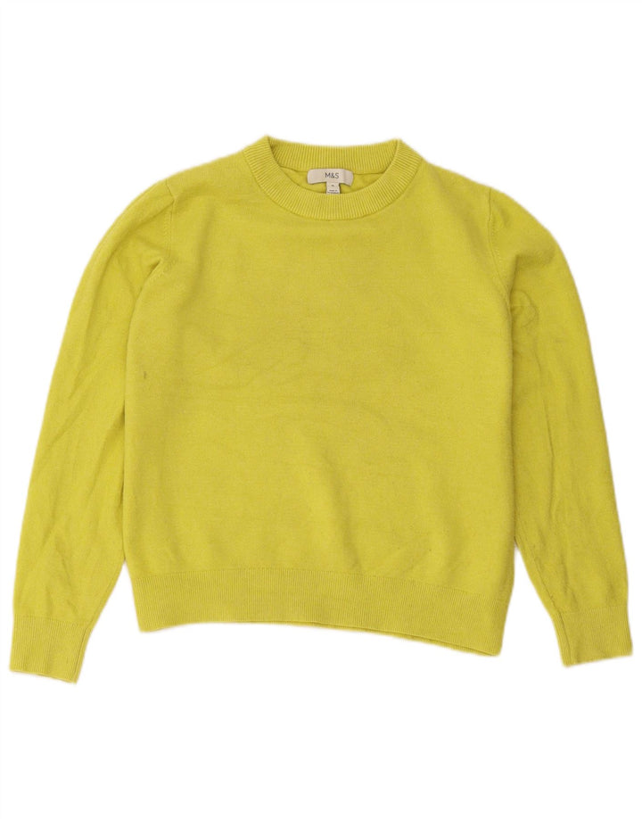 Marks & Spencer Womens Crew Neck Jumper Sweater UK 14 Medium Yellow