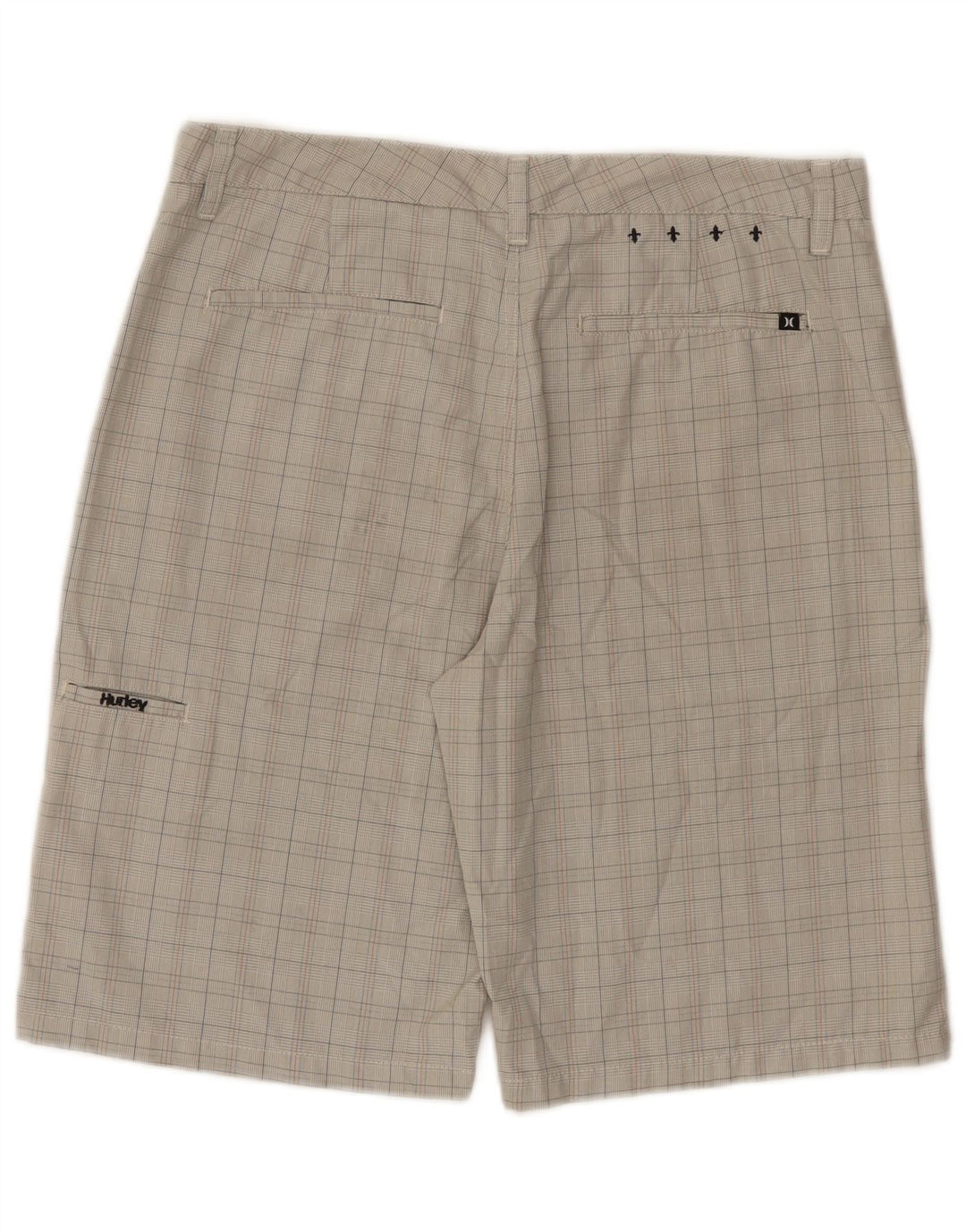 Hurley Mens Chino Shorts W32 Medium Beige Check Polyester