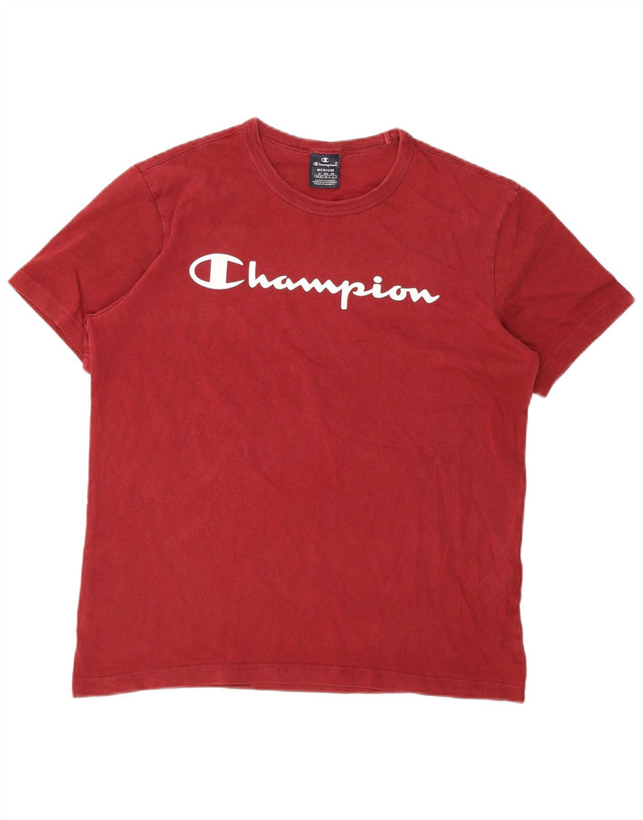 Champion Mens Graphic T-Shirt Top Medium Red Cotton