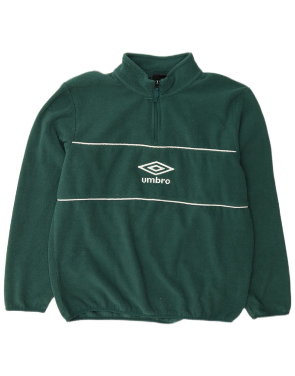Umbro Mens Graphic Zip Neck Fleece Jumper Large Green Polyester