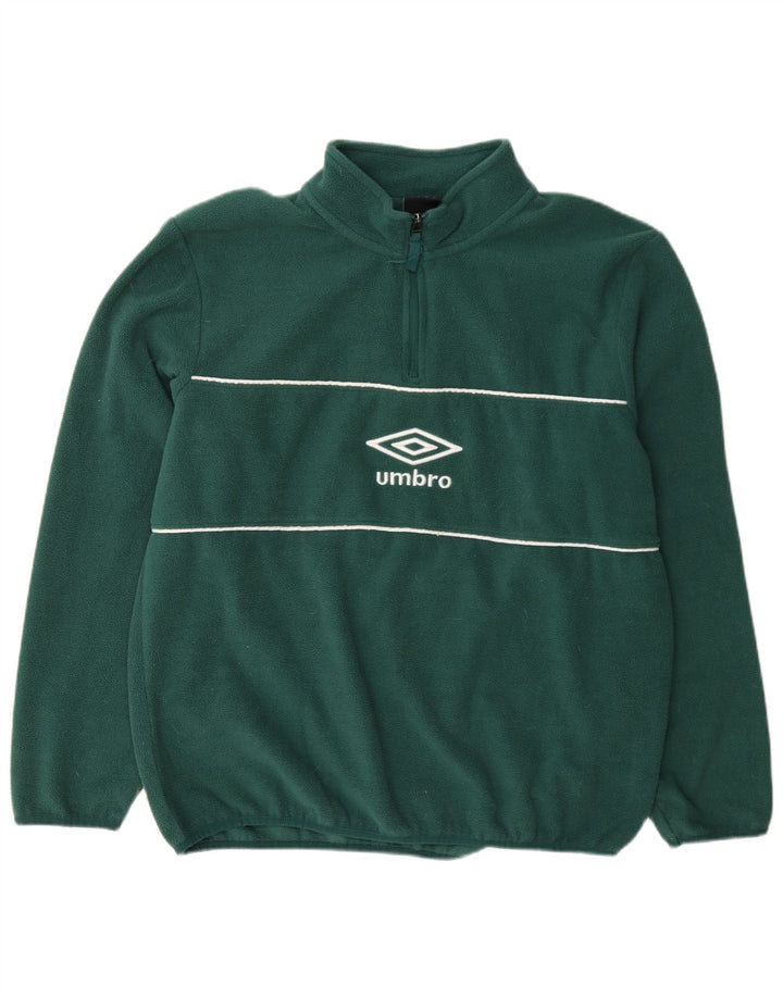 Umbro Mens Graphic Zip Neck Fleece Jumper Large Green Polyester