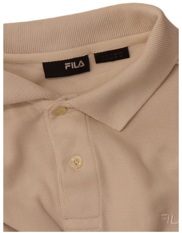 FILA Mens Long Sleeve Polo Shirt Medium Beige