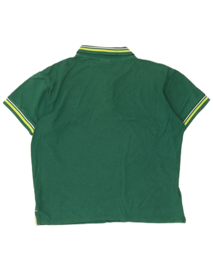 Umbro Mens Polo Shirt Medium Green Striped Cotton