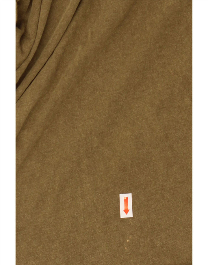 Zara Womens Top Long Sleeve UK 10 Small Khaki Cotton