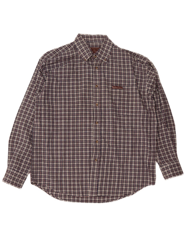 Marlboro Classics Mens Shirt Large Navy Blue Check Cotton