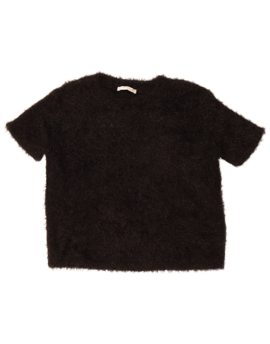Zara Womens Crop Blouse Top UK 14 Medium Black Polyester