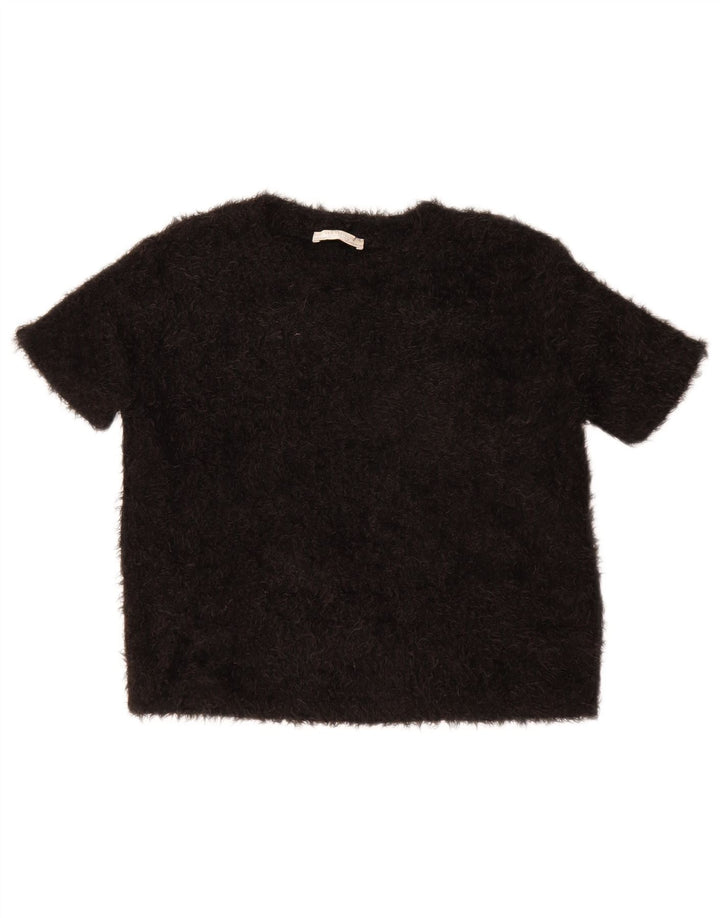 Zara Womens Crop Blouse Top UK 14 Medium Black Polyester