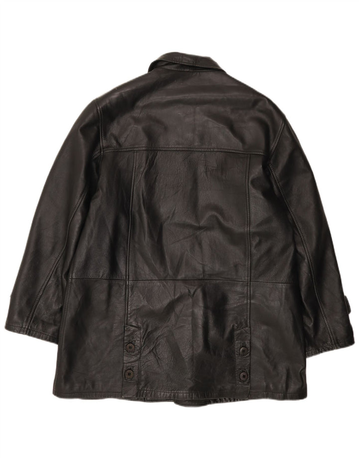 Vintage Womens Leather Coat IT 46 Large Black
