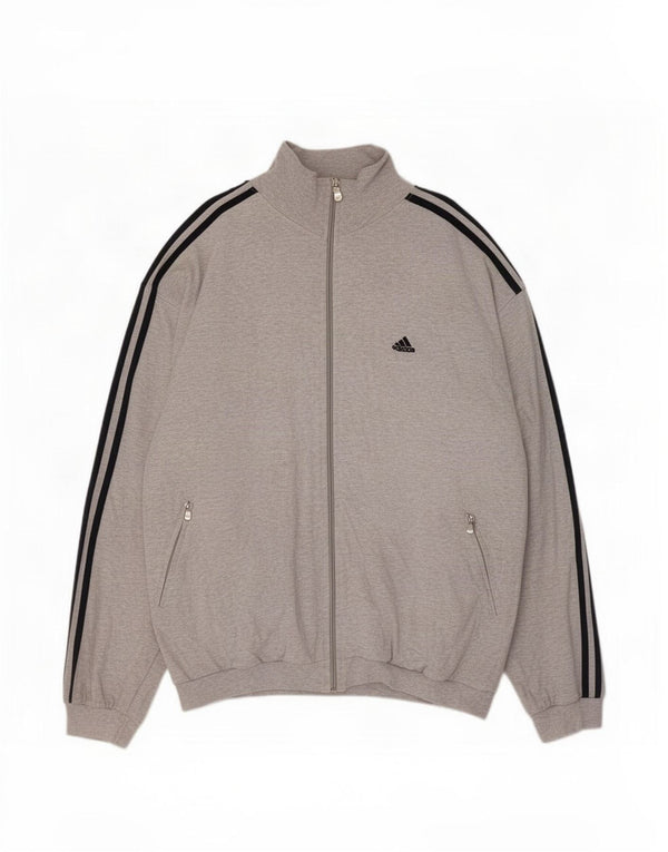 Adidas Mens Tracksuit Top Jacket UK 42/44 Large Grey Flecked Cotton