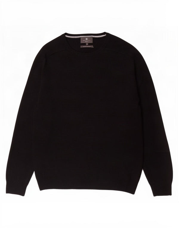 Marks & Spencer Mens Regular Fit Boat Neck Jumper Sweater Large Black Wool