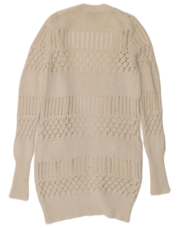 Gap Womens Longline Open Cardigan Sweater UK 12 Medium White Cotton