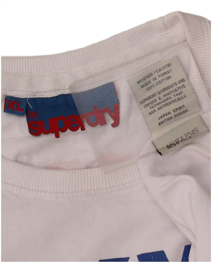 Superdry Mens Graphic T-Shirt Top XL White Cotton