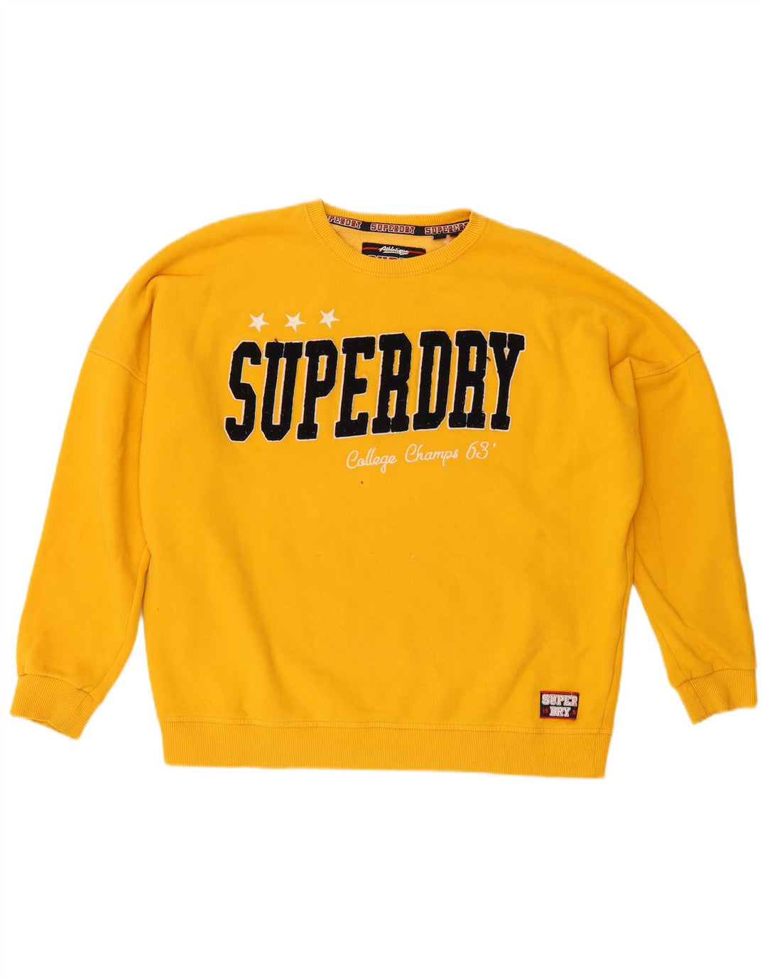 SUPERDRY Womens Oversized Graphic Sweatshirt Jumper UK 12 Medium  Yellow