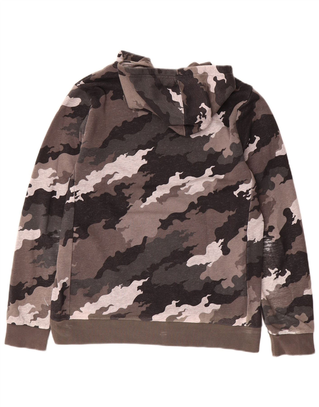 ADIDAS Boys Graphic Hoodie Jumper 13-14 Years Brown Camouflage Cotton