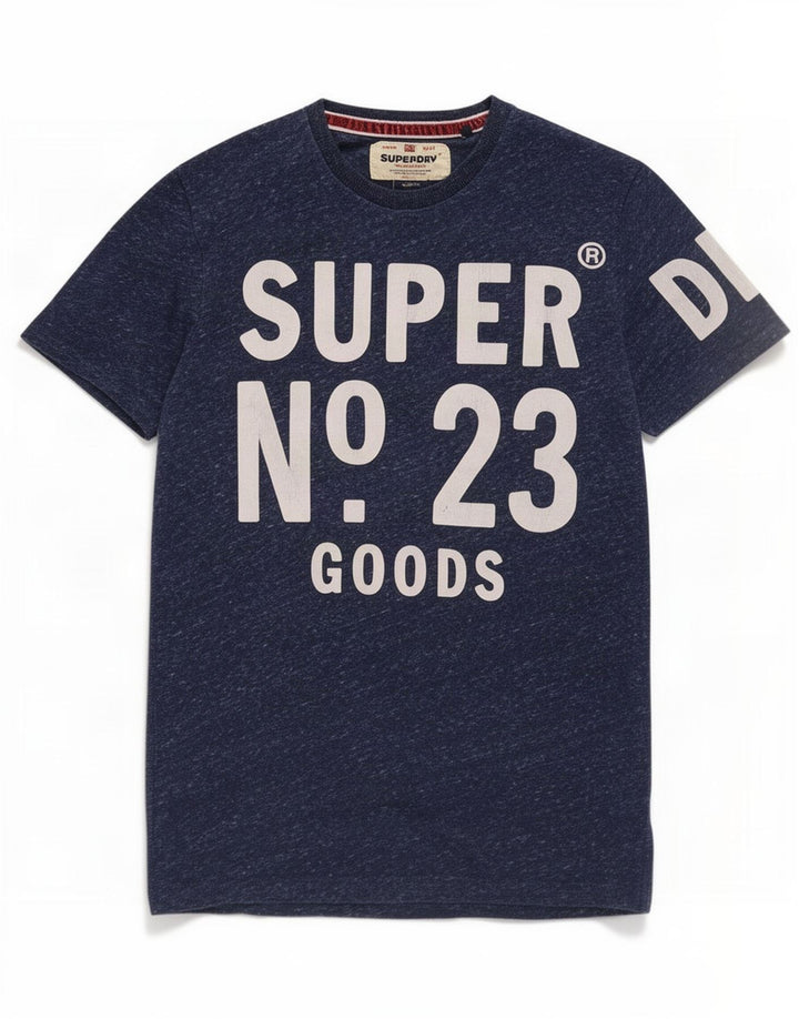 Superdry Mens Graphic T-Shirt Top Small Navy Blue Flecked Polyester
