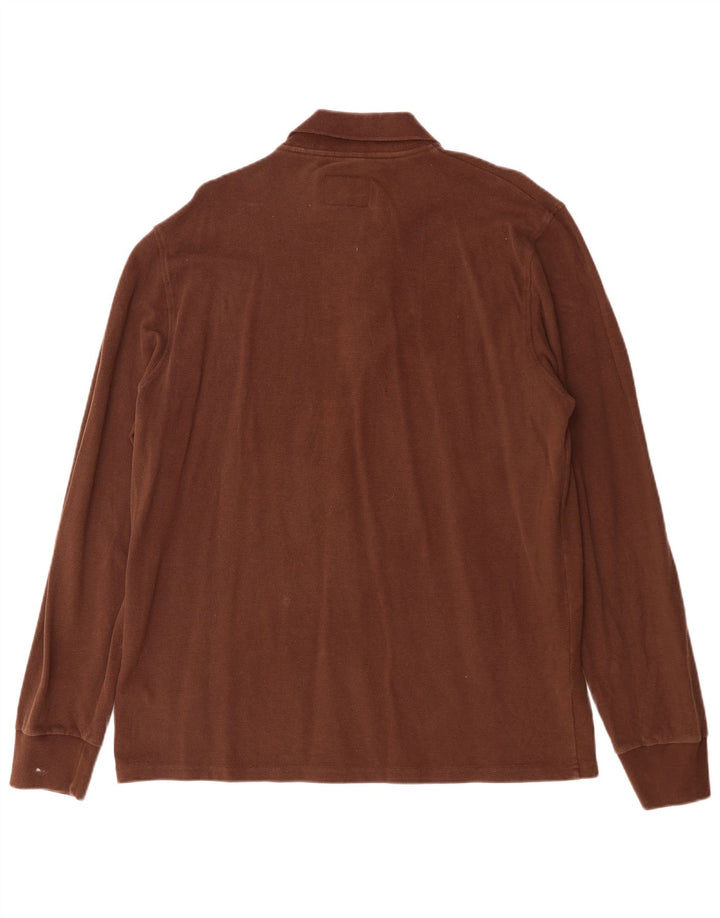 Woolrich Mens Long Sleeve Polo Shirt 2XL Brown Cotton