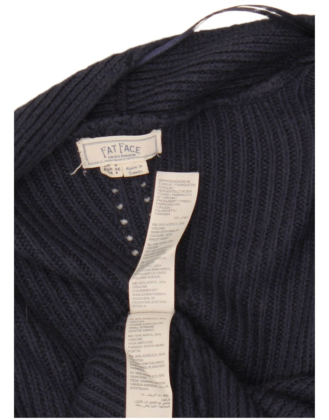 FAT FACE Womens Open Cardigan Sweater UK 8 Small  Navy Blue Acrylic