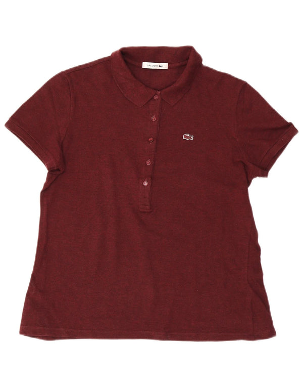 Lacoste Womens Polo Shirt Size 44 Large Burgundy Cotton