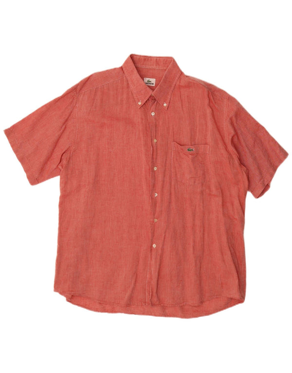 LACOSTE Mens Short Sleeve Shirt Size 46 2XL Red