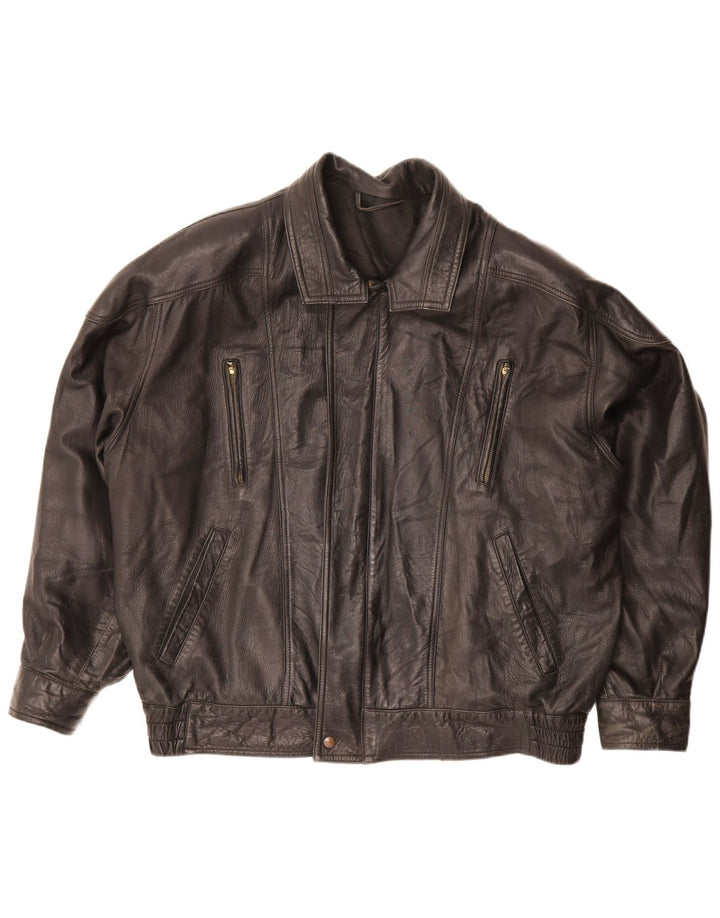 Vintage Mens Leather Jacket UK 42 XL Black Leather