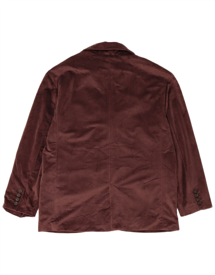 LEVI'S Womens 3 Button Velvet Blazer Jacket UK 16 Large Burgundy Polyester