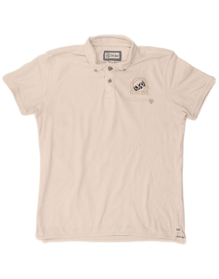 Fat Face Mens Graphic Polo Shirt Large White Cotton