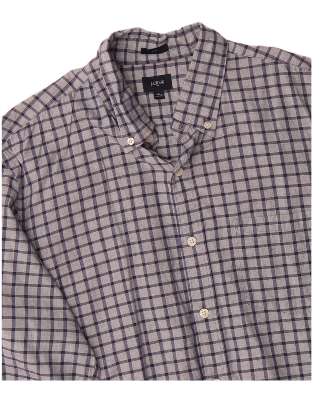 J. CREW Mens Slim Shirt Large Navy Blue Check Cotton