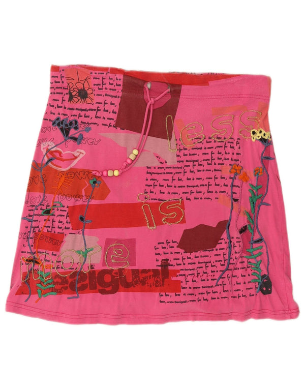 Desigual Womens Graphic Mini Skirt Medium W34 Pink