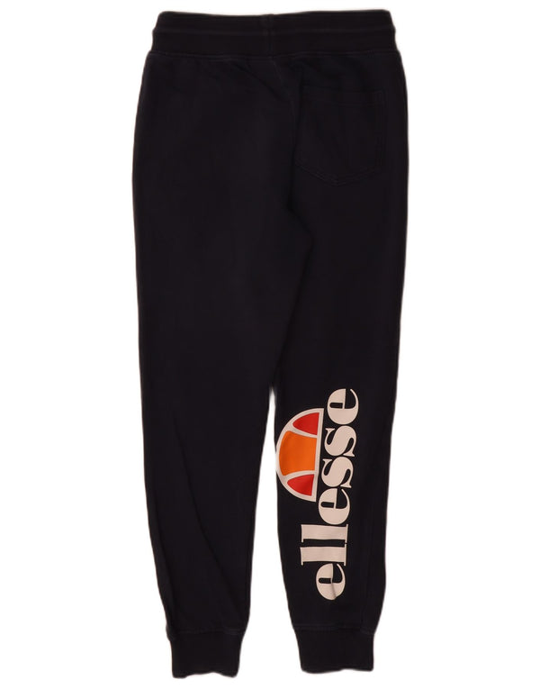 Ellesse Womens Graphic Tracksuit Trousers Joggers UK 6 XS Navy Blue Cotton