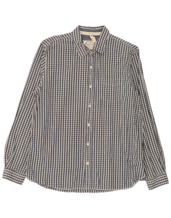 White Stuff Mens Classic Fit Shirt XL Navy Blue Check Cotton