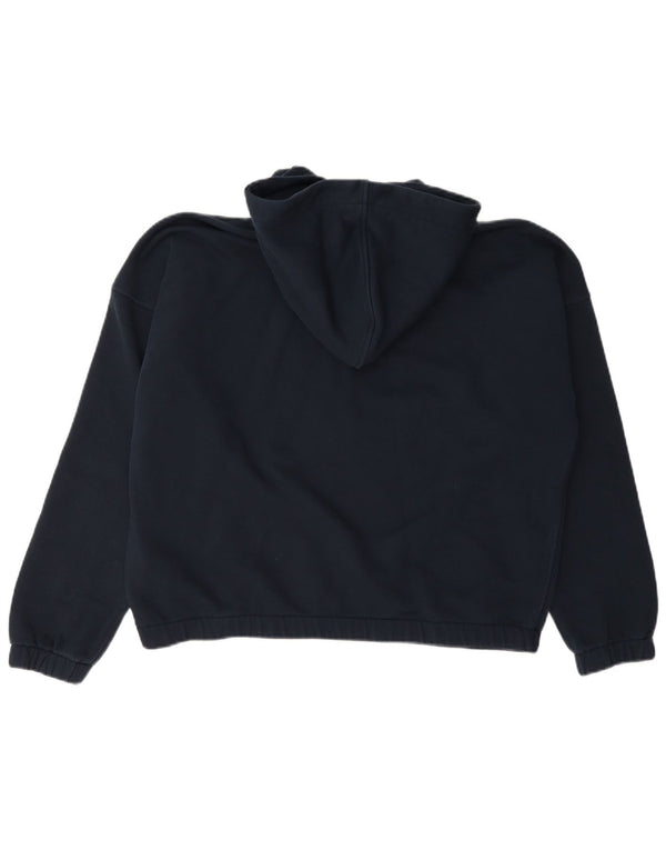 Tommy Hilfiger Womens Crop Zip Neck Hoodie Jumper UK 16 Large Navy Blue