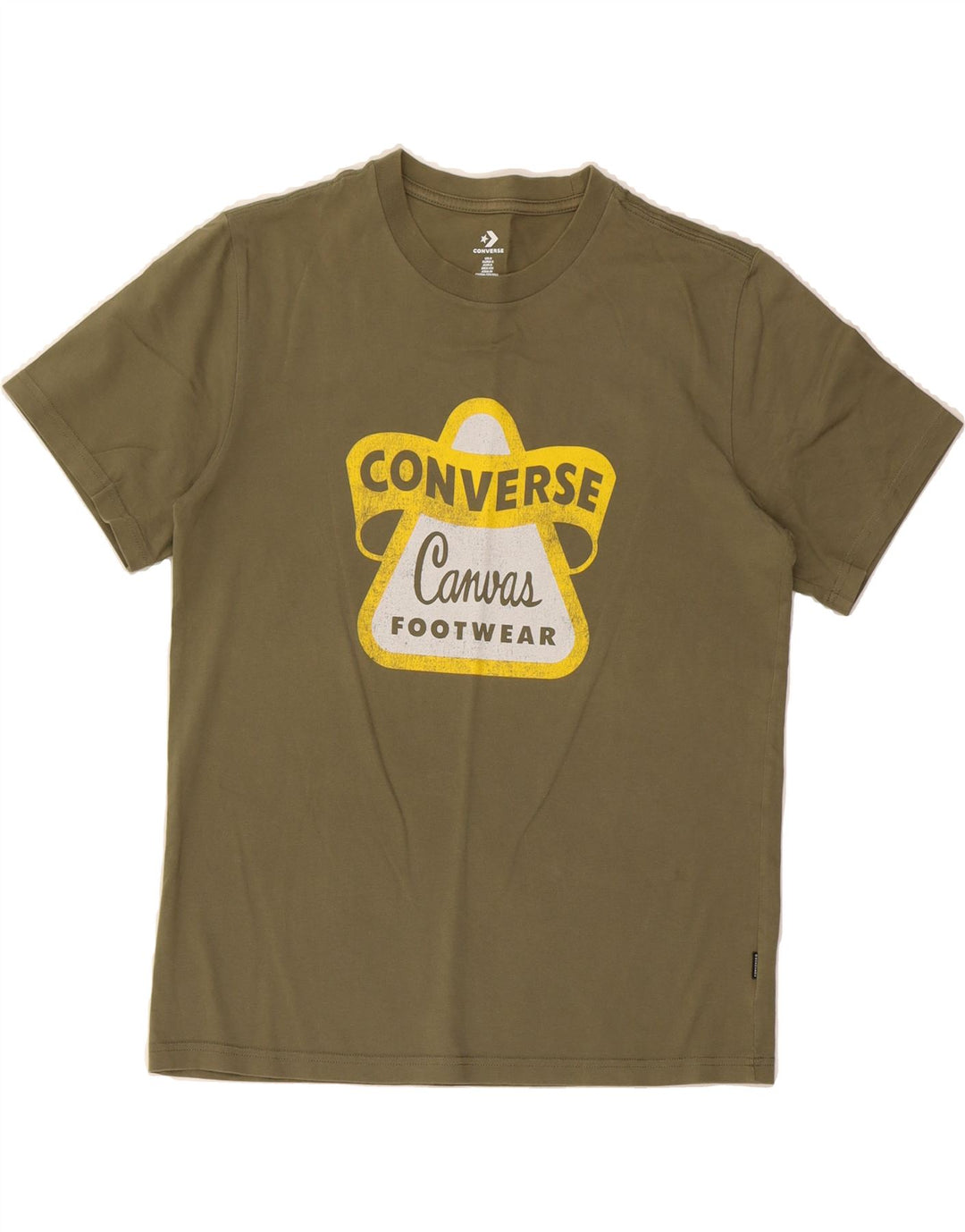 CONVERSE Mens Graphic T-Shirt Top Small Khaki Cotton Vintage Converse and Second-Hand Converse from Messina Hembry 