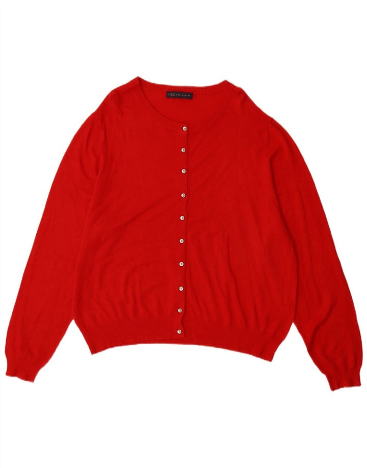 MARKS & SPENCER Womens Cardigan Sweater UK 20 2XL  Red Viscose