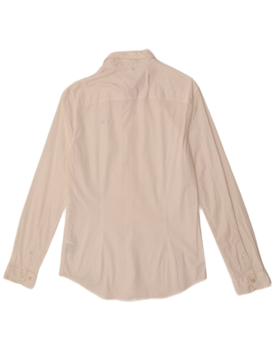 Tommy Hilfiger Mens Slim Fit Shirt Medium Off White Cotton
