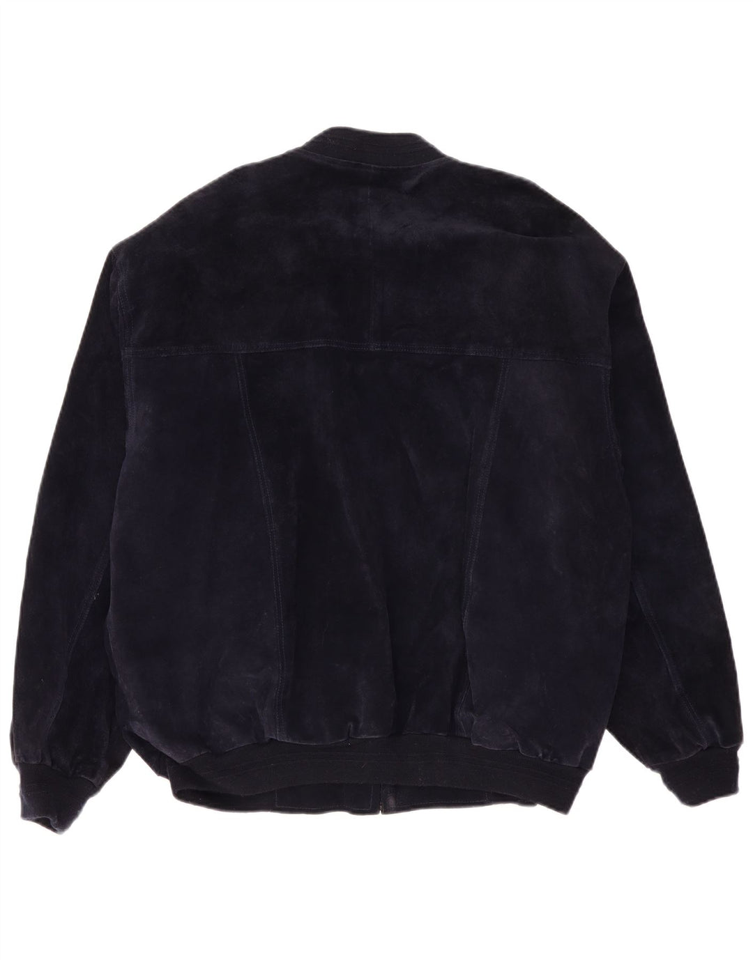 VINTAGE Mens Suede Bomber Jacket IT 54 2XL Navy Blue Leather
