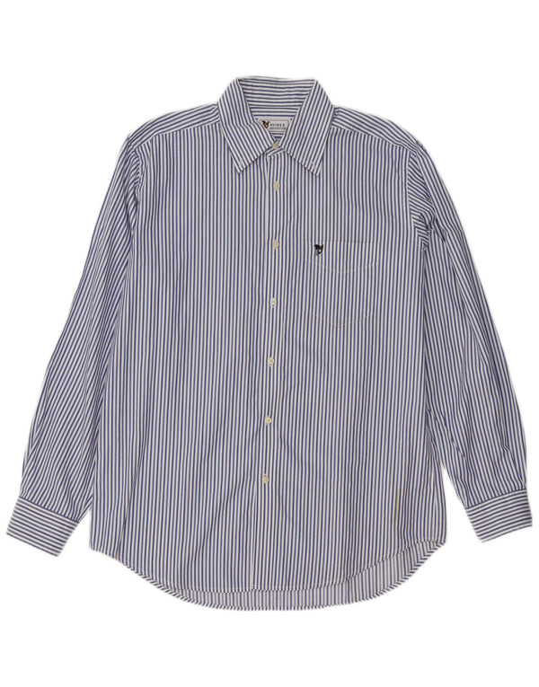 Avirex Mens Shirt Large Blue Pinstripe Cotton