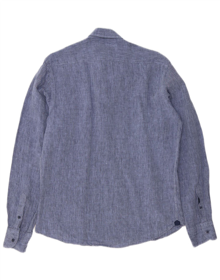 Massimo Dutti Mens Shirt Medium Blue Linen