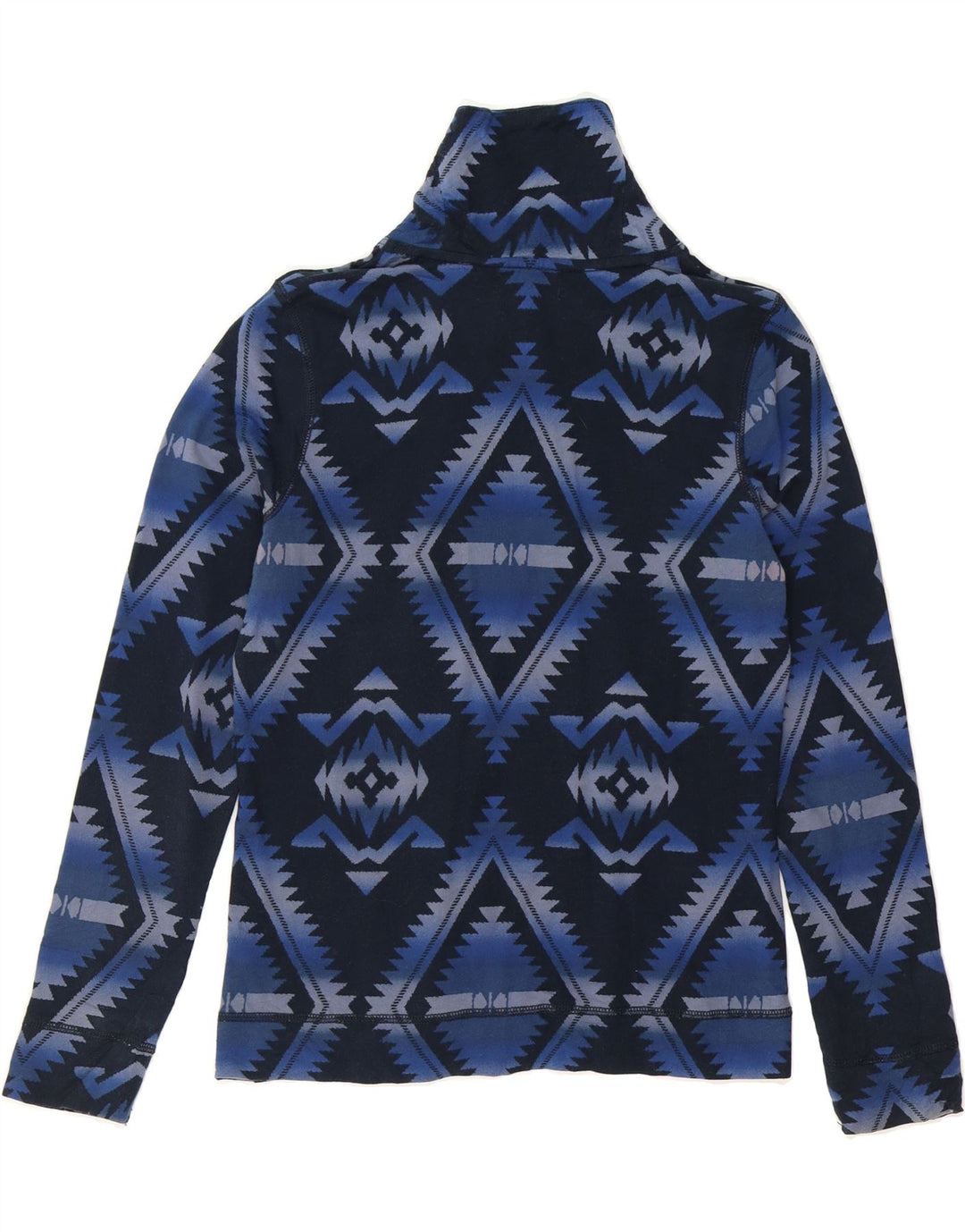 CHAPS Womens Shawl Neck Jumper Sweater UK 12 Medium Navy Blue Geometric Vintage Chaps and Second-Hand Chaps from Messina Hembry 