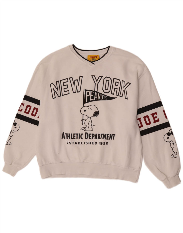 Pull & Bear Mens Peanuts Graphic Sweatshirt Jumper Medium White Colourblock