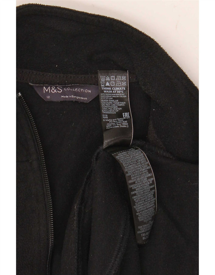 Marks & Spencer Womens Fleece Jacket UK 12 Medium Black Polyester