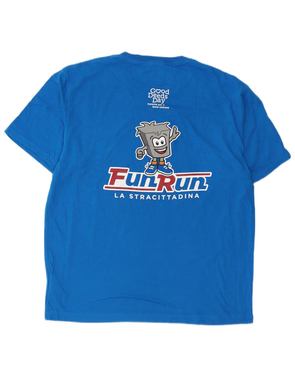 NEW BALANCE Mens Graphic T-Shirt Top Medium Blue Cotton