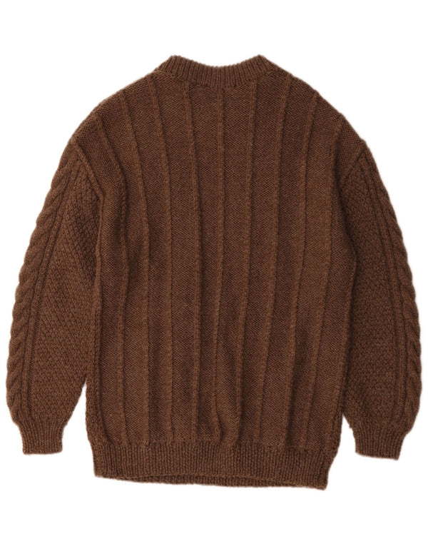 Vintage Womens Crew Neck Jumper Sweater UK 10 Small Brown