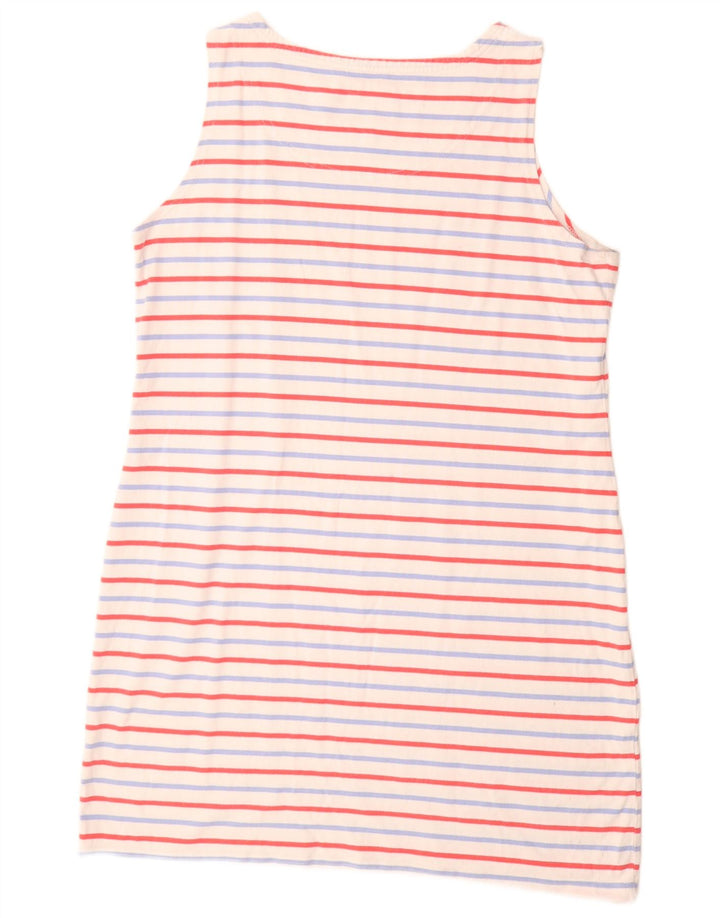 JOULES Womens Sleeveless T-Shirt Dress UK 16 Large  White Striped Cotton