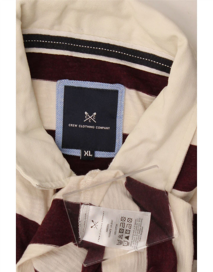 CREW CLOTHING Mens Polo Shirt XL Burgundy Striped Cotton
