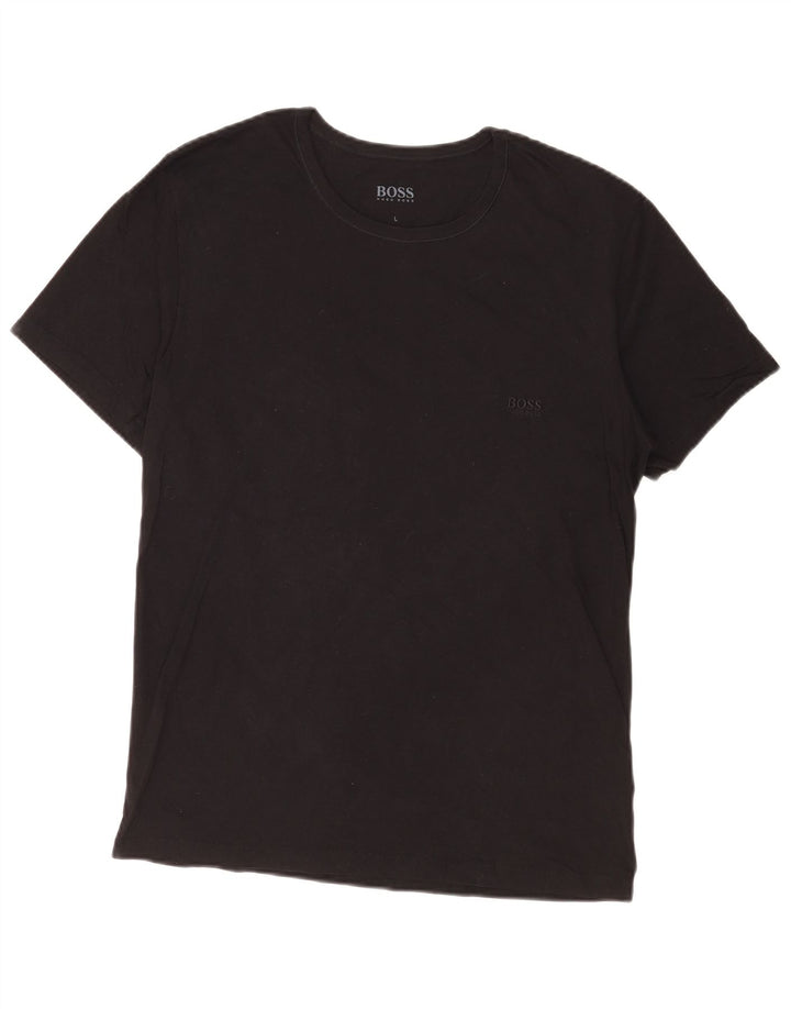 Hugo Boss Mens T-Shirt Top Large Black Cotton